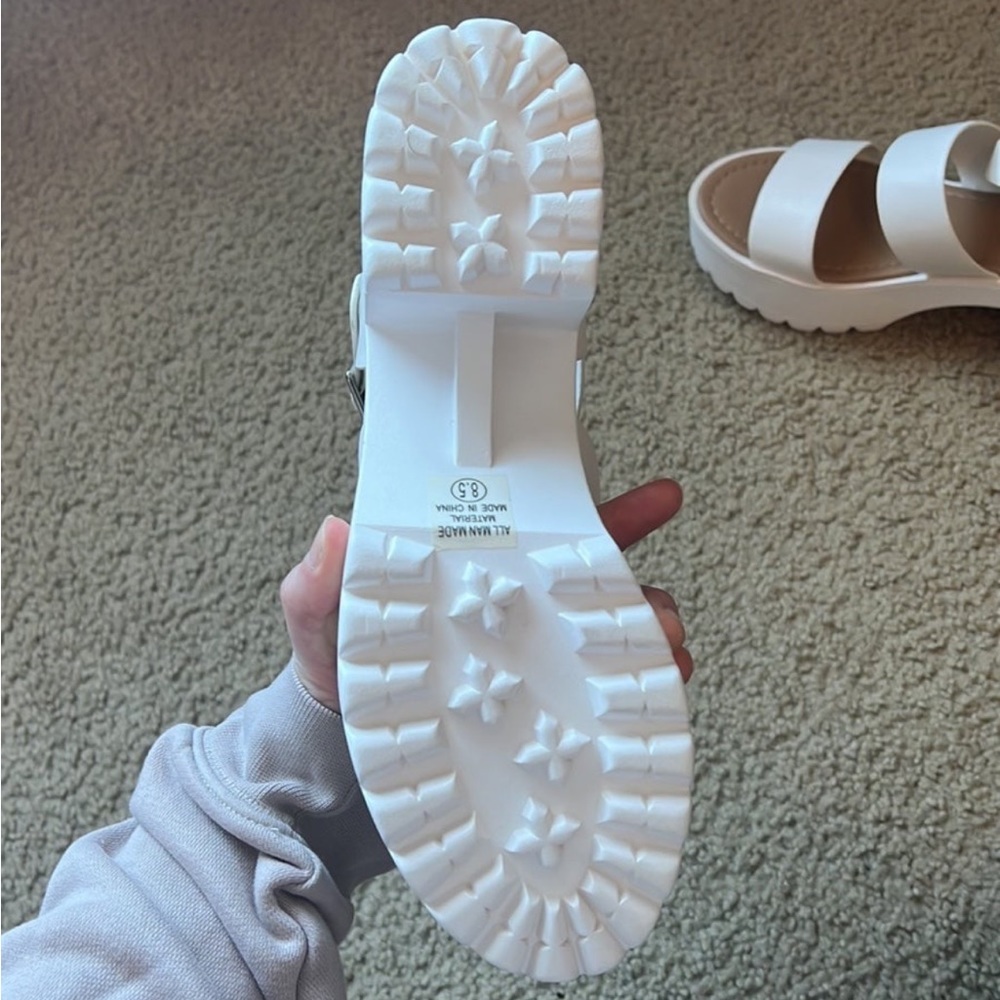 White Strappy Platform Sandals with Buckle - Picture 2 of 3